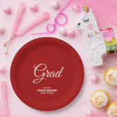 Red Minimalistisch Modern Graduation Party Pappteller (Party)
