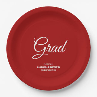 Red Minimalistisch Modern Graduation Party Pappteller