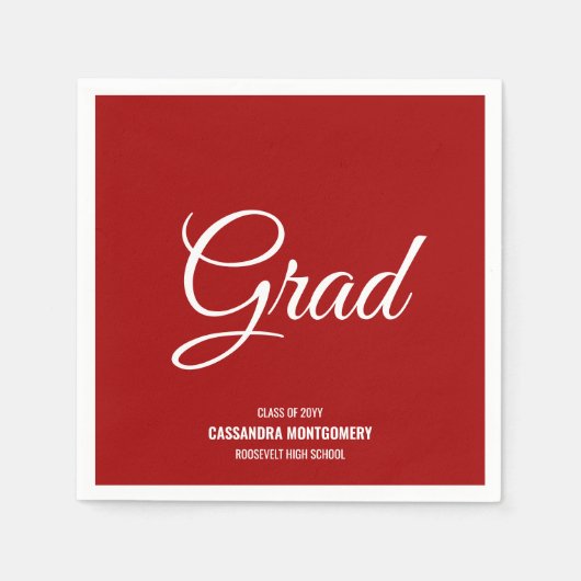 Red Minimalistisch Modern Graduation Party Serviette (Vorderseite)