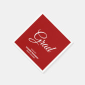 Red Minimalistisch Modern Graduation Party Serviette (Ecke)