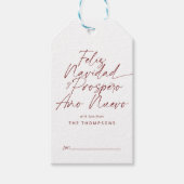 Red Minimalistisch Modern Script Feliz Navidad Geschenkanhänger (Vorderseite)