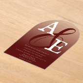Red Minimalistisch Monogram Wedding Acryleinladungen (Ablage )