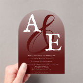Red Minimalistisch Monogram Wedding Acryleinladungen (Insitu (Handheld))