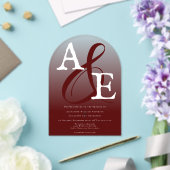 Red Minimalistisch Monogram Wedding Acryleinladungen (Insitu (Hochzeit))