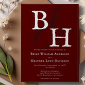 Red Minimalistisch Monogram Wedding Einladung