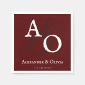 Red Minimalistisch Monogram Wedding Serviette (Vorderseite)