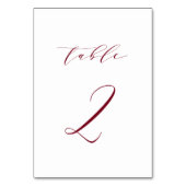 Red Minimalistisch Script Wedding Tischnummer 2 (Rückseite)