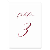 Red Minimalistisch Script Wedding Tischnummer 3 (Rückseite)