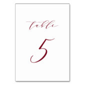 Red Minimalistisch Script Wedding Tischnummer 5 (Rückseite)