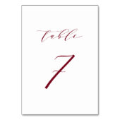 Red Minimalistisch Script Wedding Tischnummer 7 (Rückseite)