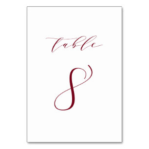 Red Minimalistisch Script Wedding Tischnummer 8