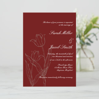 Red Minimalistisch Tulip Wedding Einladung
