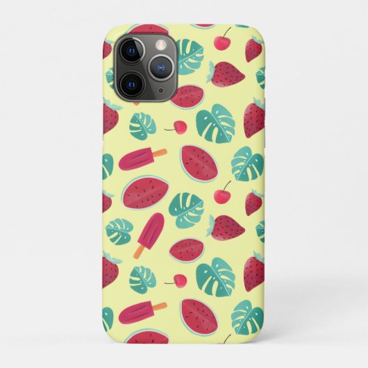 Red Minimalistisch Watermelon Blätter & Cherry Case-Mate iPhone Hülle (Rückseite)