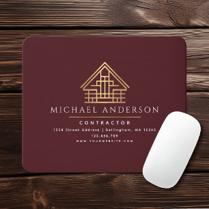 Red Minimalistisch Zuhause Gebäude Construction Mousepad