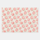 Red Mint Cream Christmas Bows Peppermint Stripes Geschenkpapier Set (Vorderseite 2)