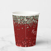 Red Mint Green Glitzer Sparkle Weihnachten Pappbecher (Rechts)