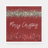 Red Mint Green Glitzer Sparkle Weihnachten Serviette (Vorderseite)