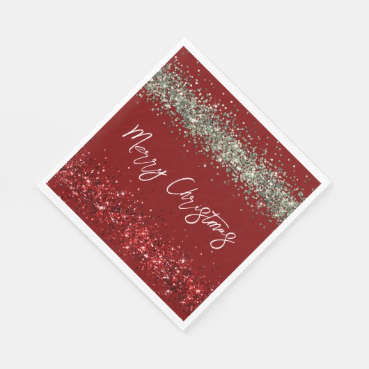 Red Mint Green Glitzer Sparkle Weihnachten Serviette (Ecke)