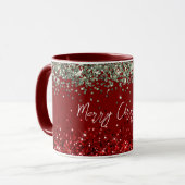 Red Mint Green Glitzer Sparkle Weihnachten Tasse (Vorderseite Links)