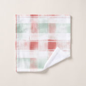 Red Mint Peppermint Mocha Plaid Stripes Christmas Badhandtuch Set (Waschlappen)