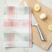Red Mint Peppermint Mocha Plaid Stripes Christmas Geschirrtuch (Viertel Falte)