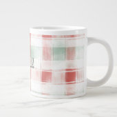 Red Mint Peppermint Mocha Plaid Stripes Christmas Jumbo-Tasse (Rechts)