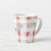 Red Mint Peppermint Mocha Plaid Stripes Christmas Milchtasse (Rechte Ecke)