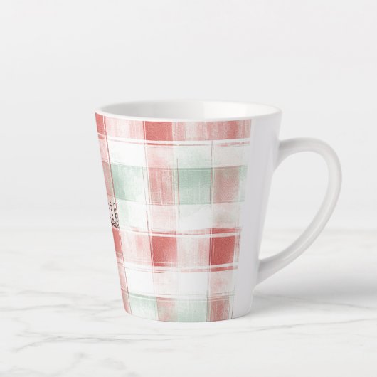 Red Mint Peppermint Mocha Plaid Stripes Christmas Milchtasse (Rechts)