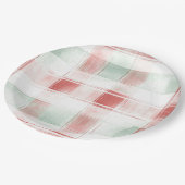 Red Mint Peppermint Mocha Plaid Stripes Christmas Pappteller (Schrägansicht)