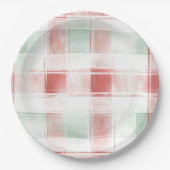 Red Mint Peppermint Mocha Plaid Stripes Christmas Pappteller (Vorderseite)