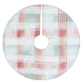 Red Mint Peppermint Mocha Plaid Stripes Christmas Polyester Weihnachtsbaumdecke (Vorderseite)