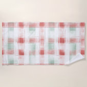 Red Mint Peppermint Mocha Plaid Stripes Christmas Strandtuch (Vorderseite)
