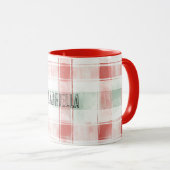 Red Mint Peppermint Mocha Plaid Stripes Christmas Tasse (VorderseiteRechts)