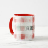 Red Mint Peppermint Mocha Plaid Stripes Christmas Tasse (Vorderseite Links)