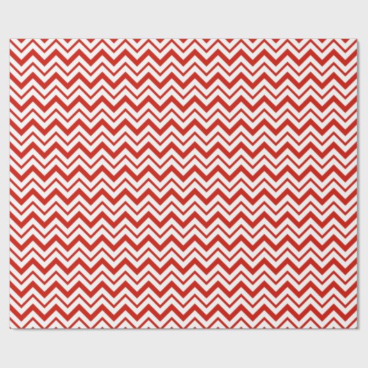 Red Mint Zig Zag Strip Wrapping Paper Geschenkpapier (Flach)
