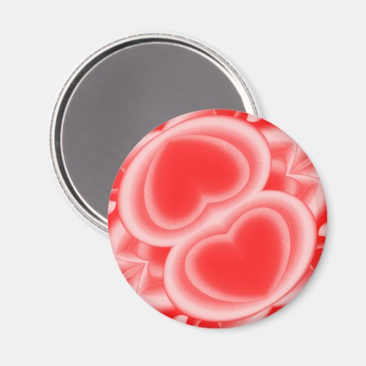 Red Mirrored Hearts Magnet (Vorderseite/Rückseite)
