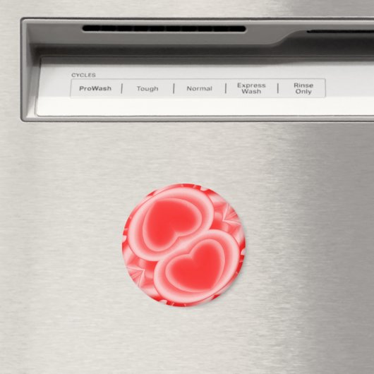 Red Mirrored Hearts Magnet (In Situ (Geschirrspüler))