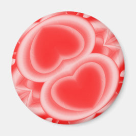 Red Mirrored Hearts Magnet