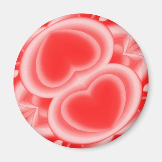 Red Mirrored Hearts Magnet (Vorne)