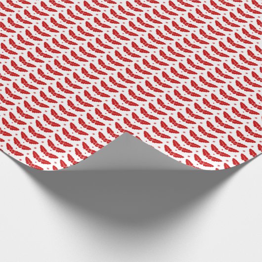 Red Mistletoe auf Red Background Weihnachtsmuster Geschenkpapier (Ecke)