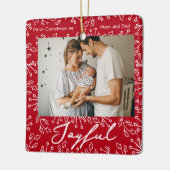 Red Mistletoe Doodles 2 Photos Joyful  Keramikornament (Links)