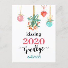 Red Mistletoe Kiss Goodbye to 2020 Do-over Funny Feiertagspostkarte