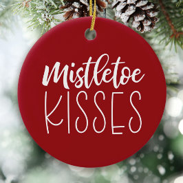 Red Mistletoe Kisses Neuwarmes Foto Weihnachten Keramik Ornament