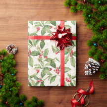 Red Mistletoe Vintage Weihnachtswrapping Paper
