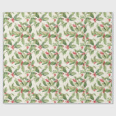 Red Mistletoe Vintage Weihnachtswrapping Paper Geschenkpapier (Flach)