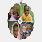 Red Mistletoe White Monogram Foto Collage Family Ornament Karte (Links)