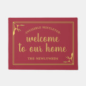 Red Mistletoe Willkommen auf unserer Zuhause Doorm Fußmatte (Vorderseite)