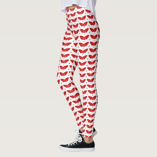 Red Mistletos über Weihnachten im weißen Hintergru Leggings (Links)