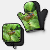 Red Mit Augen Cicada Ofenhandschuh & Topflappen-Set (Vorderseite/Rückseite)