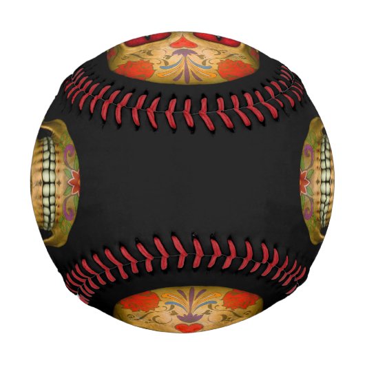 Red Mit Augen Sugar Skull Zombie Baseball (Rückseite)